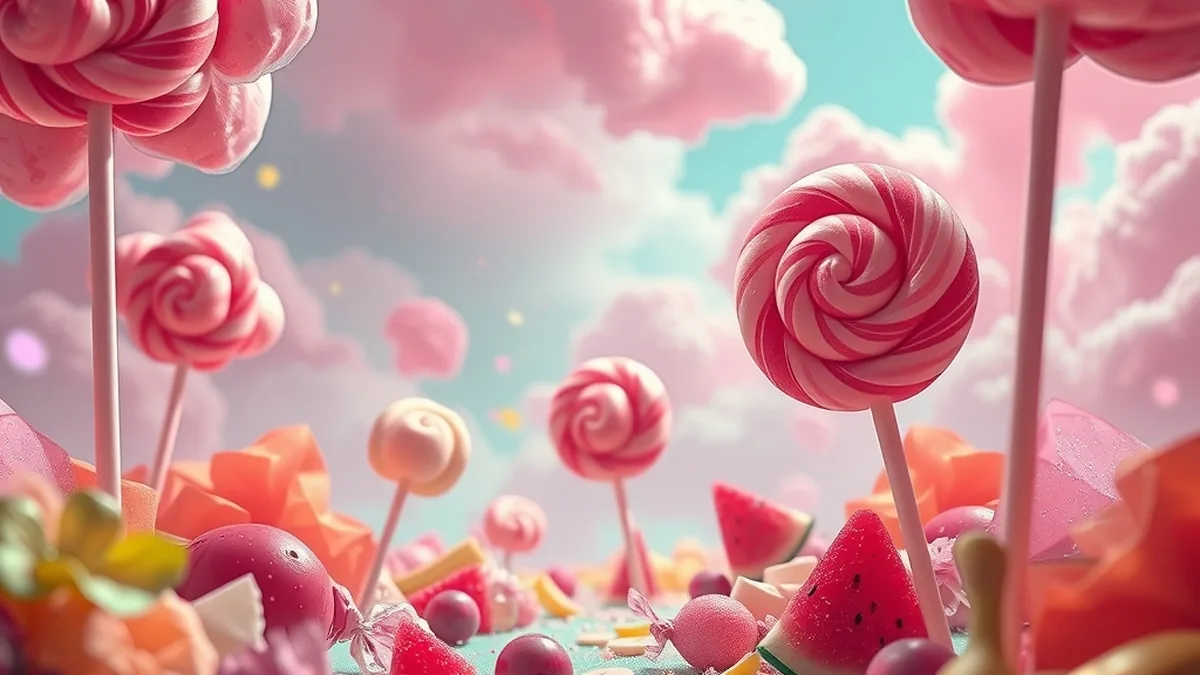 Bonbons, sucettes et fruits tombant en cascade dans l'univers Sweet Bonanza